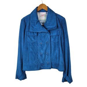 Nine & Co Jacket Peacoat size Large Blazer Coat Teal Blue Coat Button Up Winter